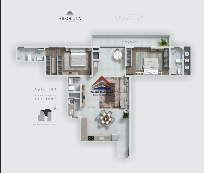 Apartamento 3 dormitórios a 240 metros da Praia Brava - Itajaí SC: 32ª foto da galeria de imagens do imóvel