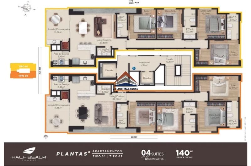 Apartamento 4 dormitórios em construção na cidade de Itapema SC: 21ª foto da galeria de imagens do imóvel