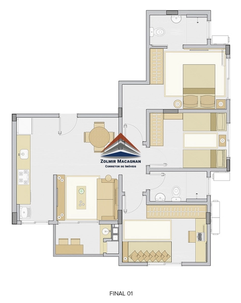 Apartamentos 3 dormitórios em construção à Venda na cidade Palhoça SC: 6ª foto da galeria de imagens do imóvel