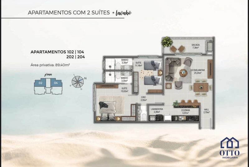 Apartamento 02 suítes, novo e equipado, apenas 20 passos da praia!: 21ª foto da galeria de imagens do imóvel