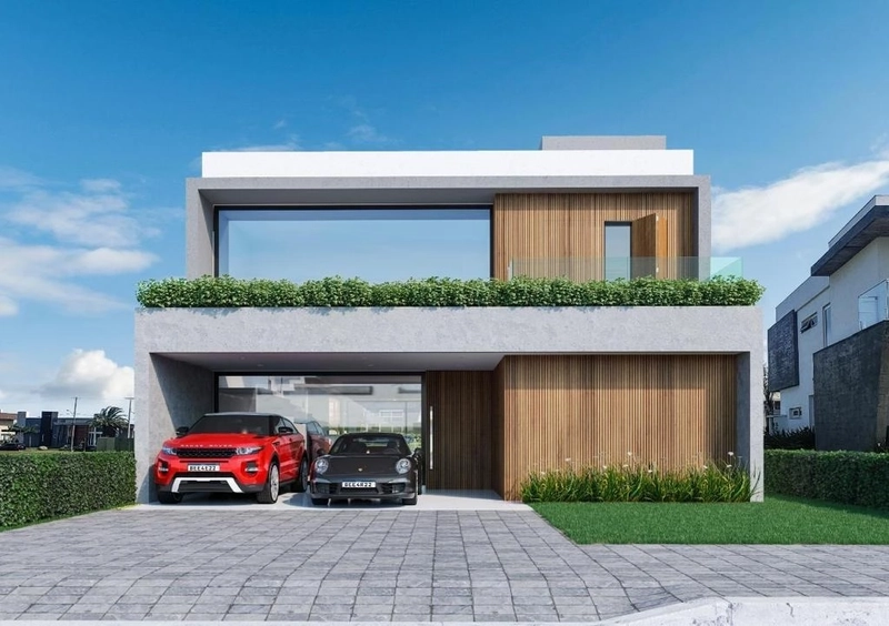 Belíssimo projeto contemporâneo no Condomínio Capão Ilhas,  beira lago