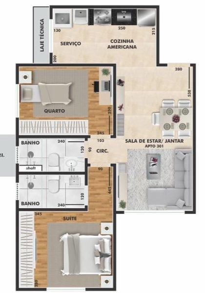 APARTAMENTO NO SANTA TEREZINHA | 55M² aprox. | 02 QUARTOS | SUÍTE: 8ª foto da galeria de imagens do imóvel