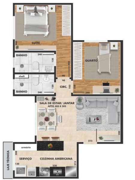 APARTAMENTO NO SANTA TEREZINHA | 55M² aprox. | 02 QUARTOS | SUÍTE: 13ª foto da galeria de imagens do imóvel